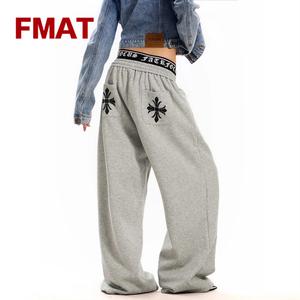 FMAT ズボン 春と秋 アメリカンレトロスタイル ツーピース ダブルウエスト カジュアル スポーツパンツ
