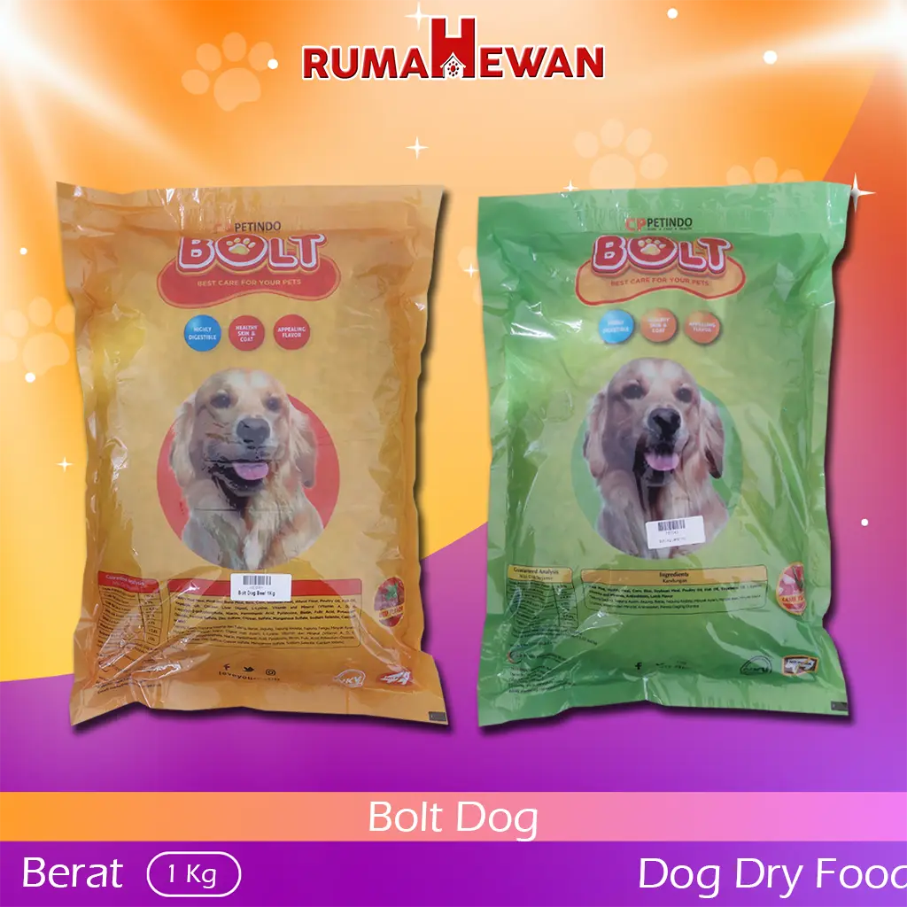 Makanan Anjing Bolt Dog Food 1kg Repack Lamb Kibble Tulang