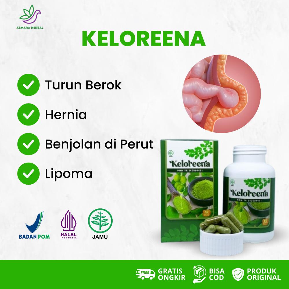 Keloreena Untuk Turun Berok Hernia Benjolan di Pusar Benjolan di Perut Hidrokel Asites Lipoma - BPOM dan Halal MUI - 50 Kapsul