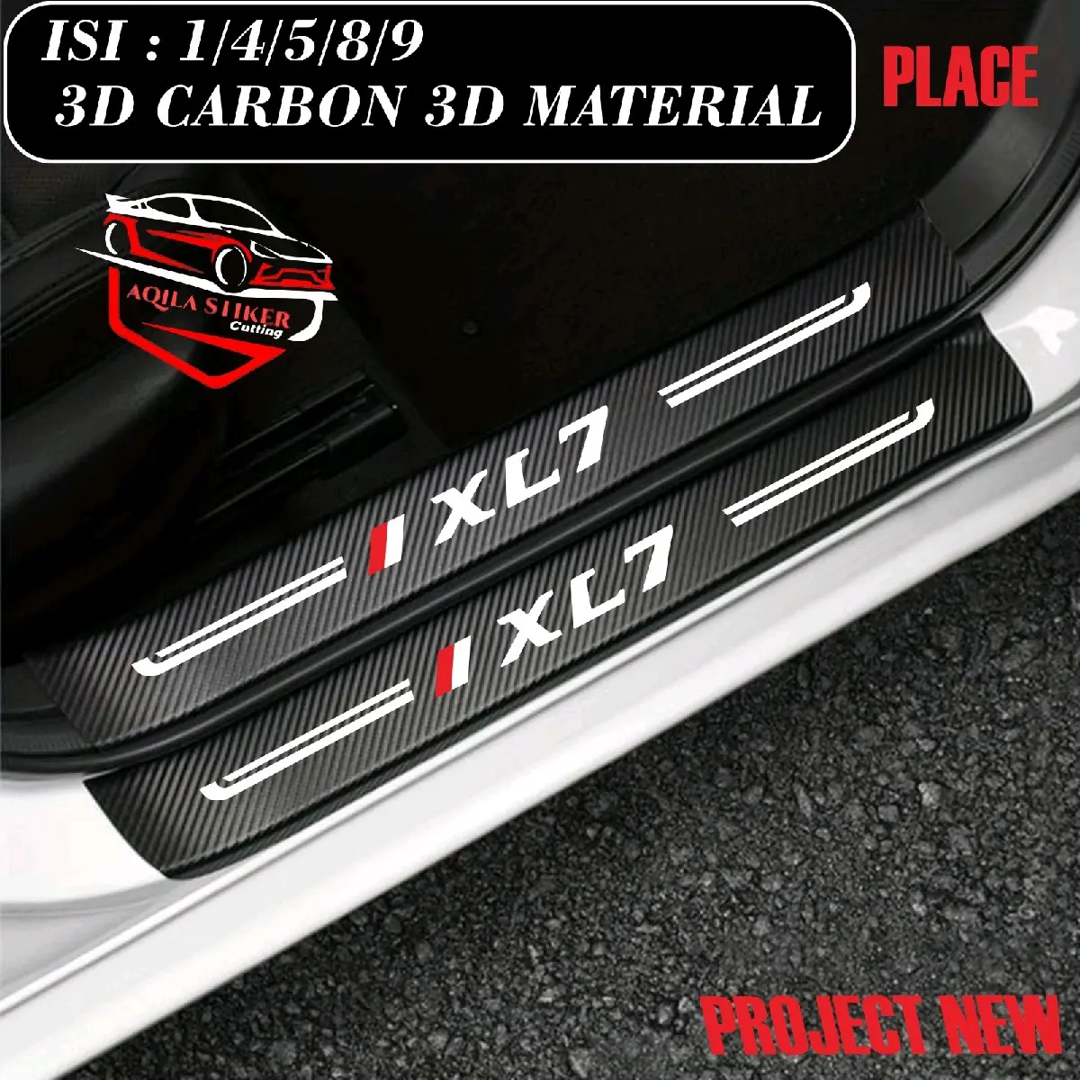8/9pcs Promo Stiker Sill Plate Mobil Xl7 Stiker Carbon Stiker Pijakan Kaki Mobil Anti Gores