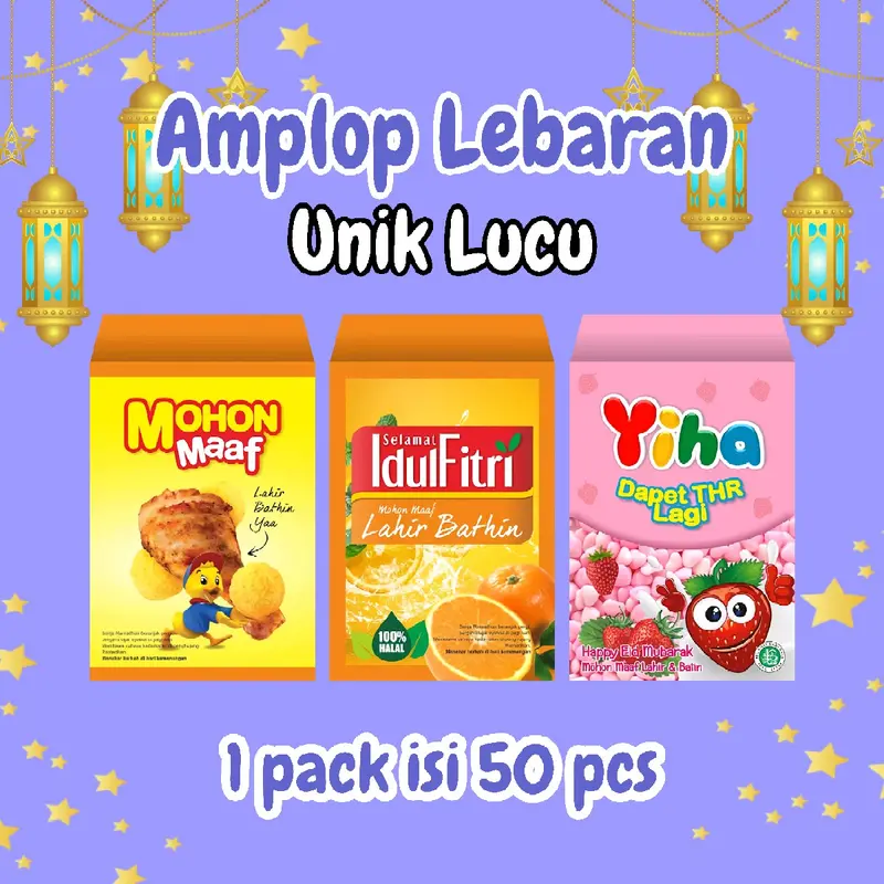 amplop lebaran unik tema makanan isi 50cs 0