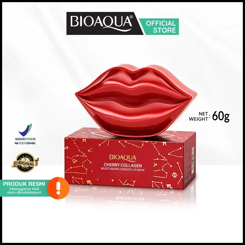 BPOM BIOAQUA Cherry collagen Moisturizing Essence Lip Mask 60g
