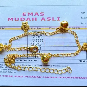 Gelang Kaki Rumbai Dewasa Berlapis Emas muda Bersurat