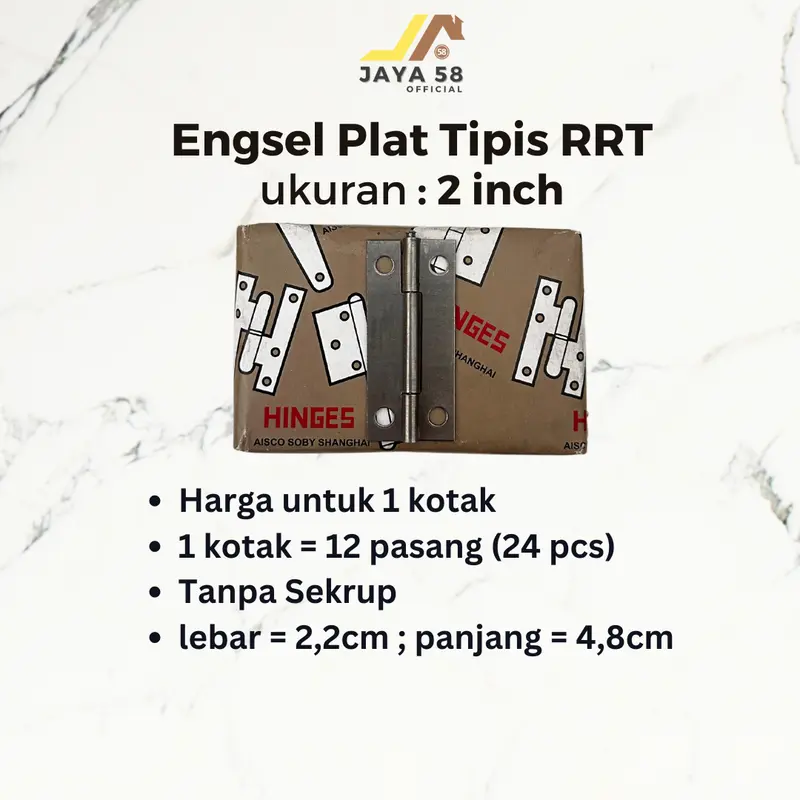 [1 kotak 24 pcs] Engsel Tipis Plat Besi Engsel Kupu RRT 1.5" 2" 2.5" 3" 4" Inch Engsel Lemari Kecil 4