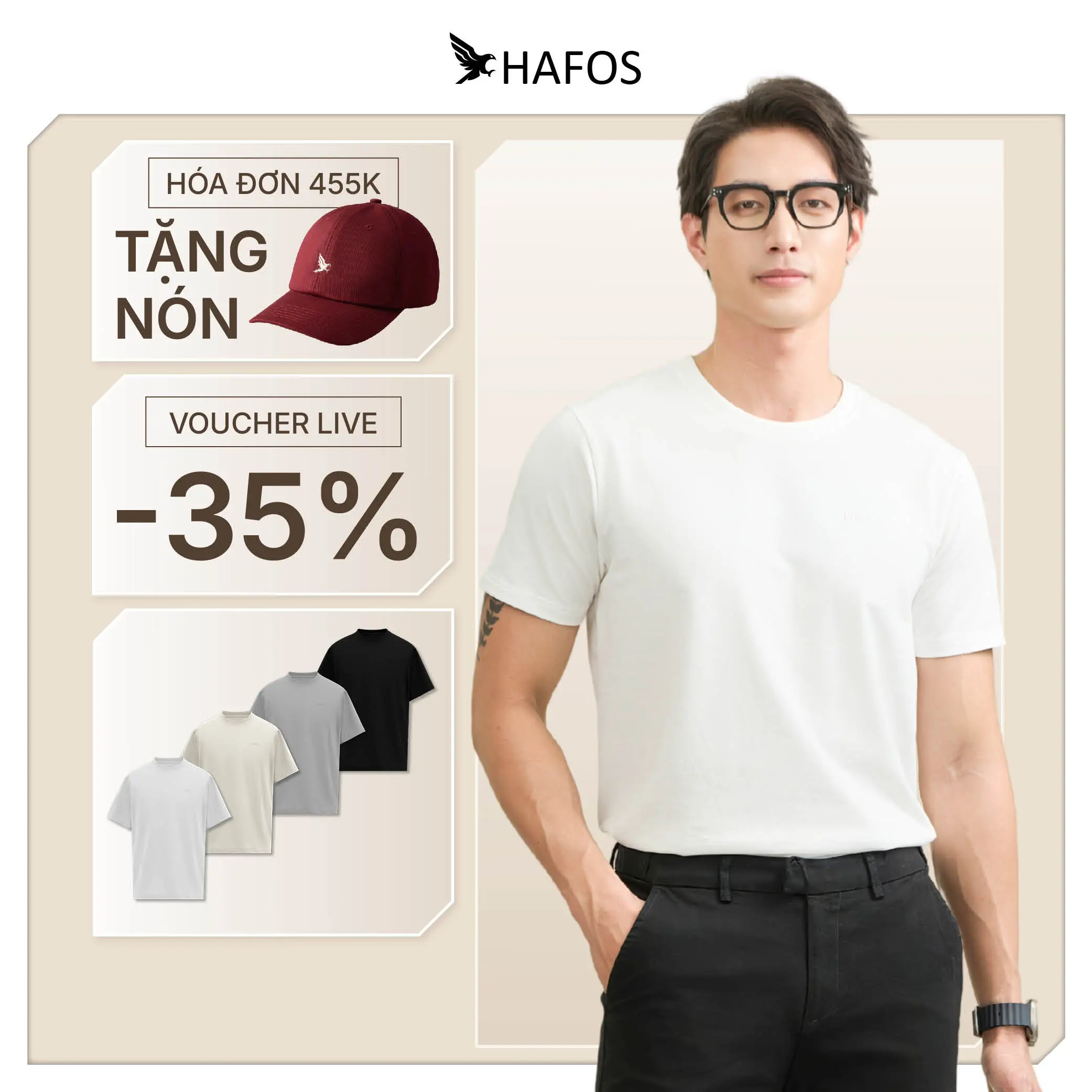 Áo thun nam Hafos BASIC cổ tròn, Áo phông nam chất Cotton Spandex,Regular Fit,ít nhăn,thoáng mát,nhiều màu dễ lựa chọn,không kén da, Menswear aothun basic