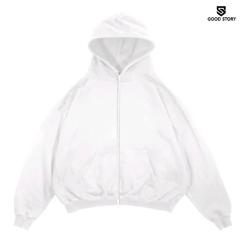 Double Zipper Hoodie Boxy Polos Pria & Wanita Bahan Tebal Size M - XXL 1
