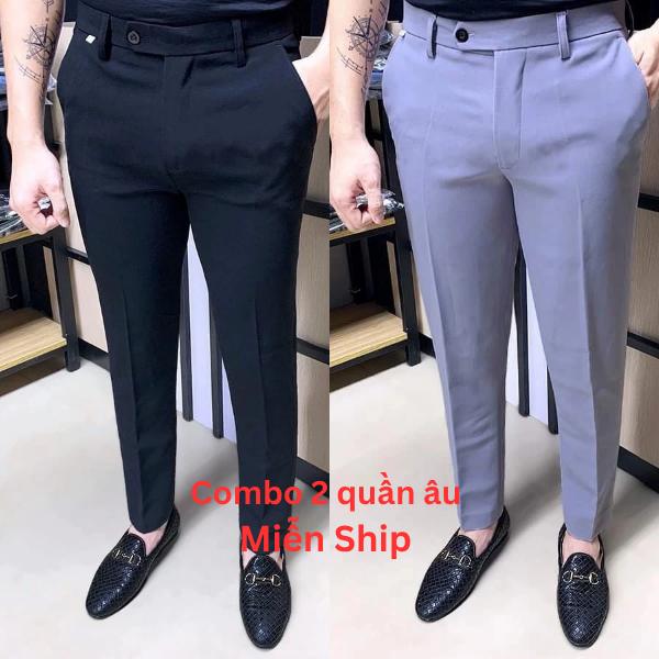 COMBO 2 Quần Âu Nam Hàn Quốc Form Slimfit Vải Tuyết Mưa Chống Nhăn Size 28-34 Màu Đen Ghi Sáng Be Sữa Ghi Tối Xanh Than Sang Trọng Năng Động Tuyết Mưa