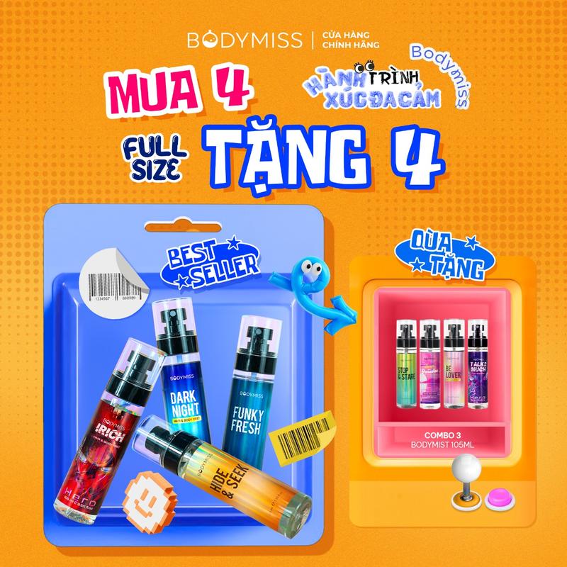 [DEAL LIVE - MUA 4 TẶNG 4] Body Mist Cho Nam Nhiều Mồ Hôi Thơm Lâu BODYMISS - Xịt Thơm Body Nữ Ngọt Ngào Chính Hãng Unisex - Nước Hoa Cho Nam Sinh Viên Học Sinh Lưu Hương Lâu Perfume Cosmetic Fragrance - Body Mist Cho Dân Thể Thao Khử Mùi Hôi (s)