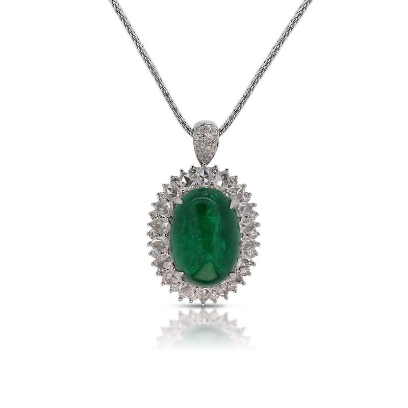 Convertible 11.36ct Emerald and Natural Diamond Pendant/Ring 3