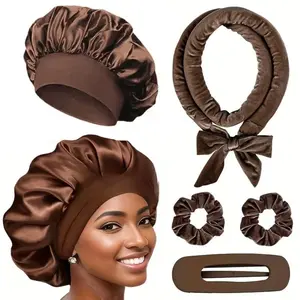 IMPORT Heatless Hair Curler Set with Satin Bonnet No Heat Sleep in Curlers Headband Soft Hair Curler Satin Curlers Curls Styling Tools