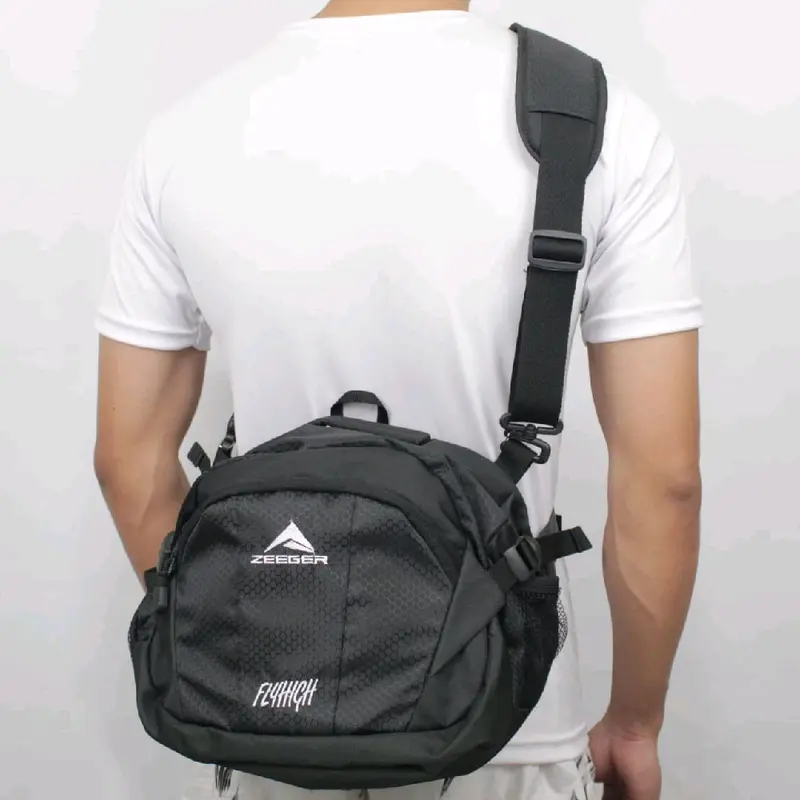 Tas Selempang Outdoor Consina 2 Pungsi Bahan Berkualitas Tebal Ukuran 8 Liter Cocok Buat Pria Dan Wanita Slingbag Cowo Hitam 0