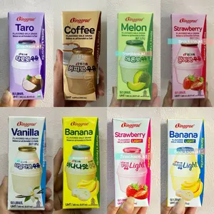 BINGGRAE MILK BANANA LIGHT / MELON / STRAWBERRY / VANILLA / BINGGRAE COFFEE / TARO - Susu Banana Korea Import HALAL