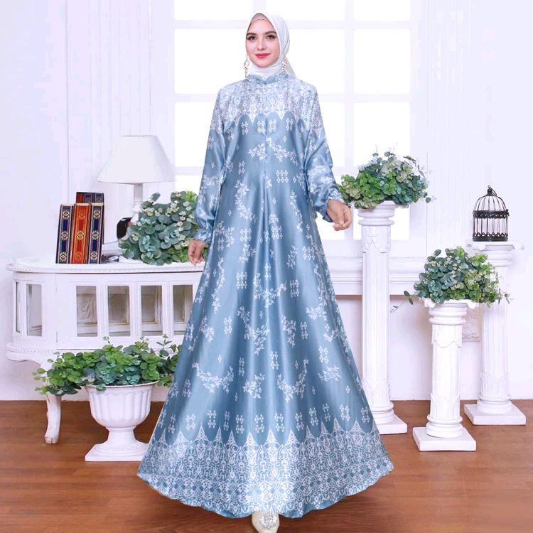 Gamis Silk Premium Pakaian muslimah Motif Terbaru Dress Silky Fashion Muslim Wanita baju syar'i mewah syari style Dewasa Remaja 6