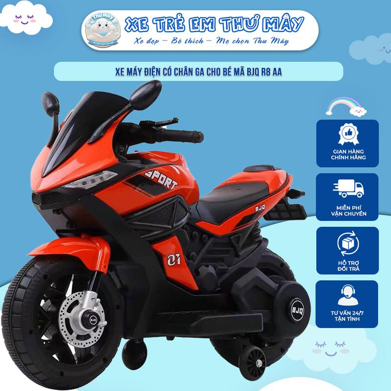 Xe máy điện trẻ em có chân ga cho bé tự lái BJQ R8 Đồ Chơi