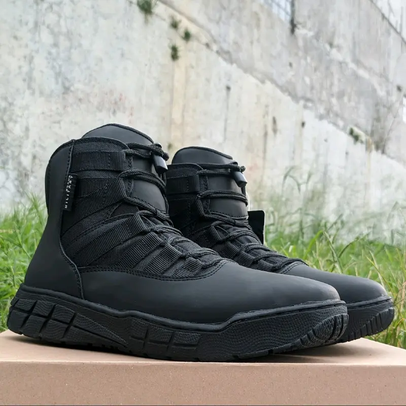 sepatu pdl pdh ninja webing terbaru ankle boots modern formal Hitam Karet Shoes Pria 4