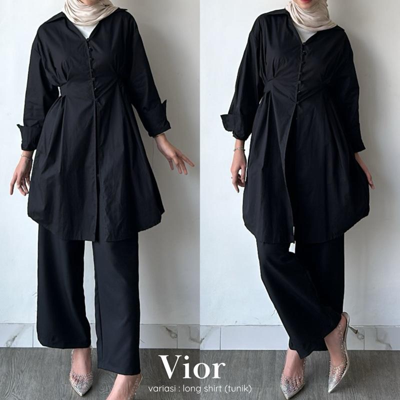 TUNIK (VIOR) by Leody || Kode 672 Kemeja Poplin Long Shirt Wanita Panjang 4