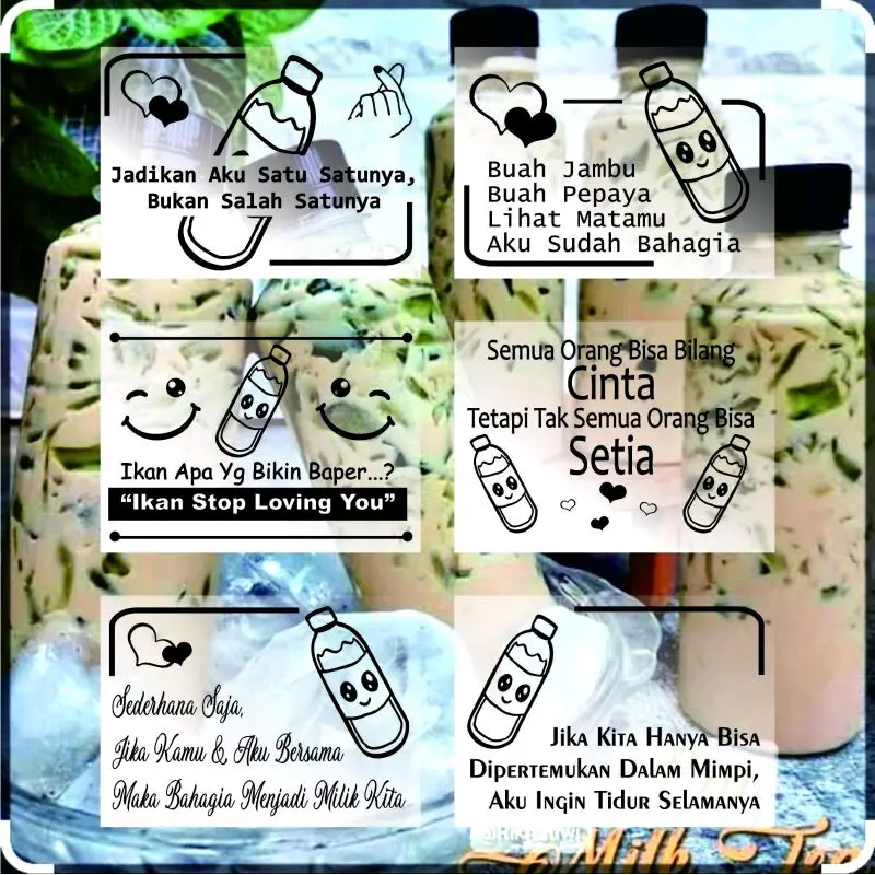 STIKER KATA-KATA 12 KARAKTER LUCU MINUMAN KEMASAN BOTOL ( vol 1 ) 2