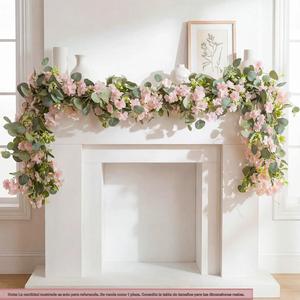Enredadera colgante de eucalipto con flor de cerezo, 66.93 pulgadas, enredadera artificial con 60 cabezas para habitación, fiesta, hogar, boda, cumpleaños y Navidad