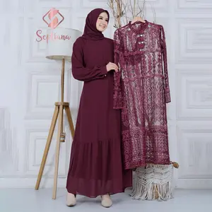 Septiana - Outher Gamis Brukat Pesta  Bordir Payet Etnik Muslim Wanita Kondangan   Formal Mewah Panjang Nyaman