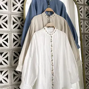 Atasan Kemeja Wanita Kekinian Model Terbaru Full Kancing Busui Friendly Bahan Linen Angel Lengan Pakai Kancing