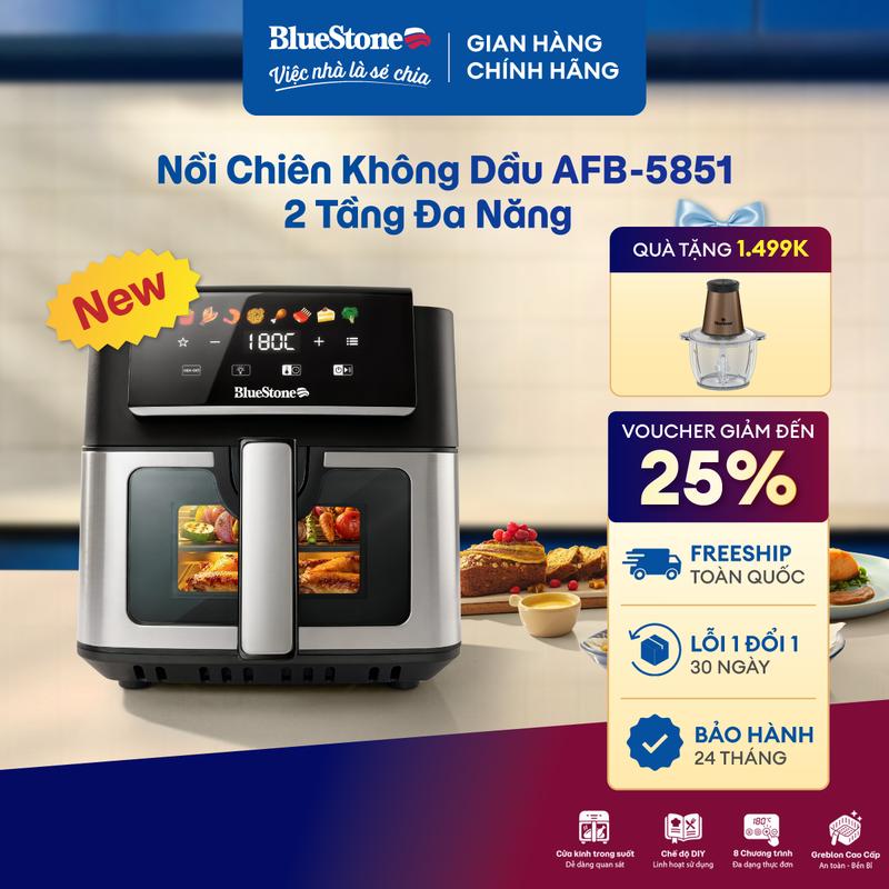 Nồi Chiên Không Dầu BlueStone AFB-5851 6.5L 1700W-Cửa kính, chiên nhanh, giòn đều, hạn chế dầu