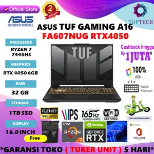 ASUS TUF GAMING A16 FA607NUG RTX4050 6GB RYZEN 7 7445HS 32GB 1TB SSD 16.0 FHD+ IPS W11 OHS