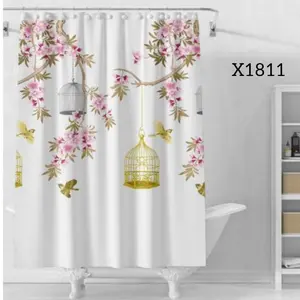 Tirai kamar mandi anti air bahan PEVA sudah dilengkapi dengan pengait tanpa tiang besi