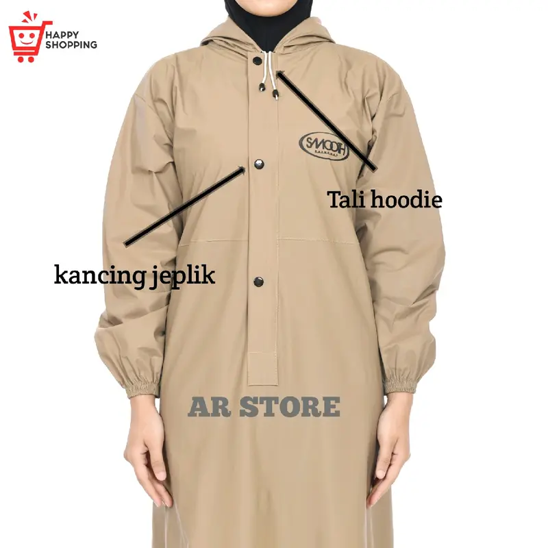 SMOOTH Jas Hujan Premium Anti Rembes Model Gamis Wanita Dewada Bahan 0,25 Original 1