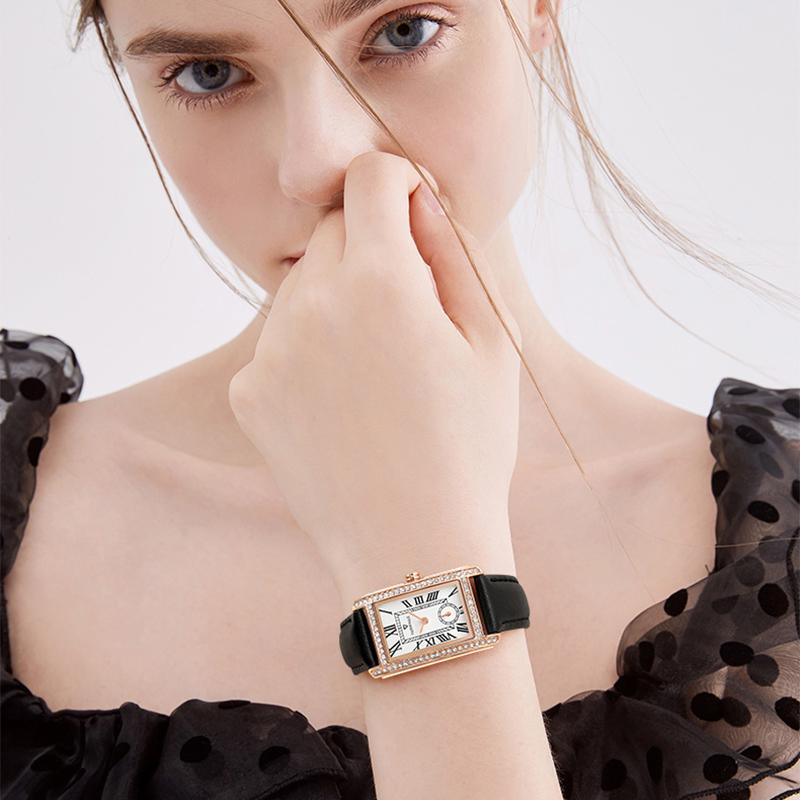 Đồng Hồ Nữ Thạch Anh, Mark Fairwhale, Nạm Kim Cương, Đồng Hồ Vuông Dài, Nhỏ Hình khối, Thời Trang, Thanh Lịch, 3430