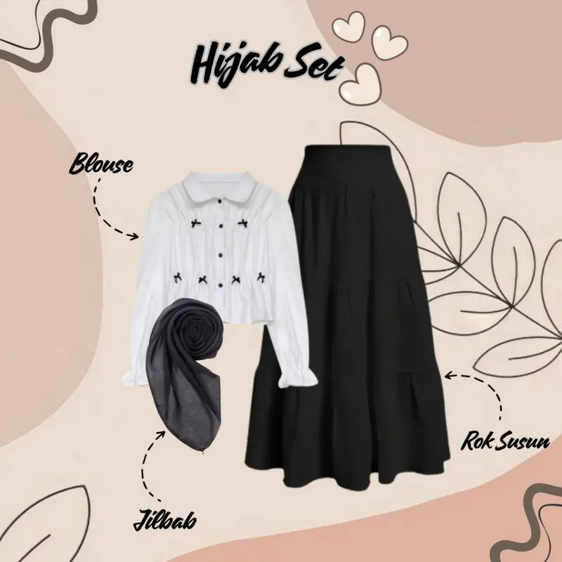 Ha-Neul Set Korean Style | Setelan One Set Remaja Kekinian Korea | One Set Blouse Rok Susun | Outfit Wanita Remaja Kekinian | Outfit Dewasa Formal/Non Formal | 1