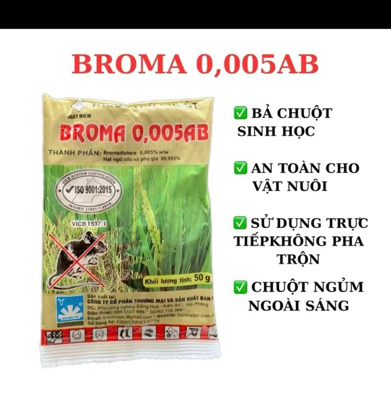 Broma - Thóc Chuột Sinh Học BR5005AB Thế Hệ Mới Diệt Chuột Hiệu Quả An Toàn Cho Người & Vật Nuôi Chuột Ngũ Mâm Ngoài Sáng Thành Phần Sinh Học Thuốc đuổi