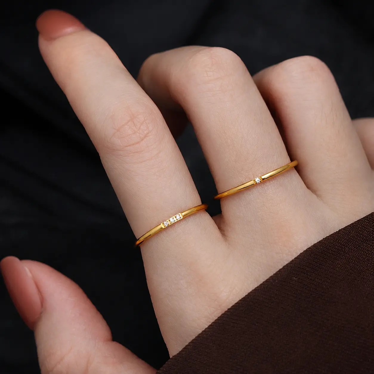 Cincin Titanium Tahan Karat Ultra-halus Berlian-set Sederhana Untuk Wanita Cincin Tidak Luntur