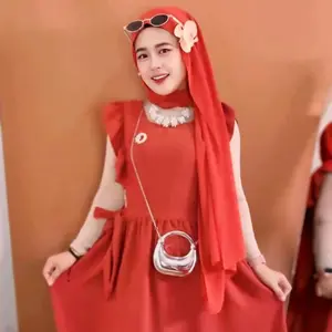 Tasya Overall by Abidahgallery/overall dress/ Long dress/ Jumpsuit /Dress Cringkle / Sandatan bahan cringkle