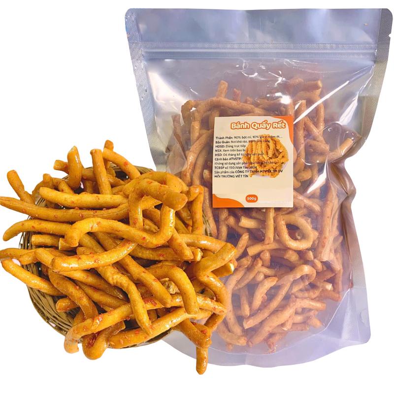 Bánh Thèo Lào Mắm Cay Tuổi Thơ, túi 500g giòn ngon MTFoods