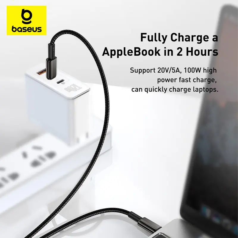 Baseus Tungsten Gold Fast Charging Data Cable Type-C to Type-C 100W 1Meter Black | Kabel Charging Type-C Hitam Wire 5