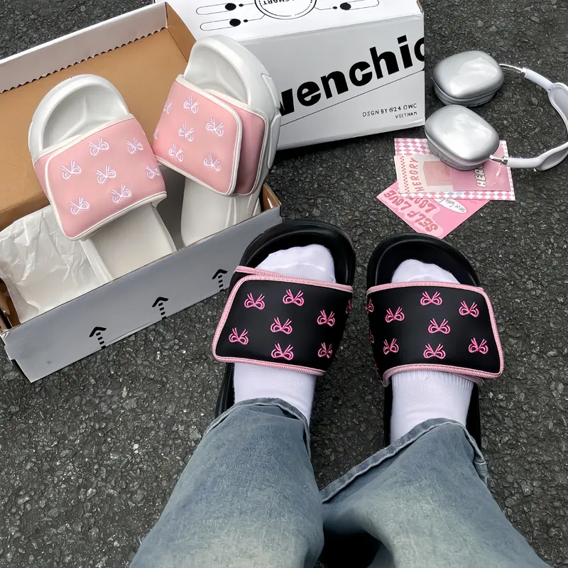 Dép Owenchic Nơ Thêu Quai Dán (OWC9) Quai Dán Êm Chân Dễ Thương Fullbox / Hỗ trợ đổi size / Bảo Hành 6