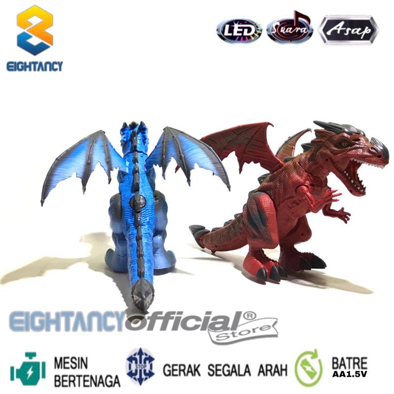 8T BO Animals Dino Naga Asap 612A Mainan Robot Naga Asap Dino Dragon Hewan Batre Proyektor LED Suara Animals Dinosaurus Bertelur Nago Sayok Asok BRO1206 Besar Dinosaurs Naga Sayap Asap Ukuran Jumbo 2