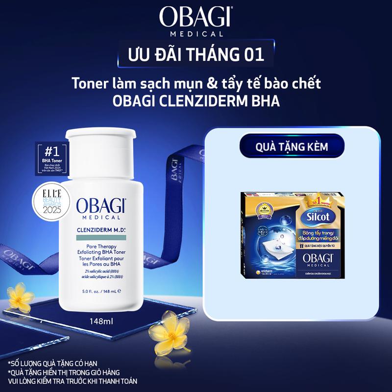  Toner BHA hỗ trợ làm sạch mụn và tẩy tế bào chết OBAGI MEDICAL CLENZIDERM M.D. PORE THERAPY EXFOLIATING BHA TONER 148ml 