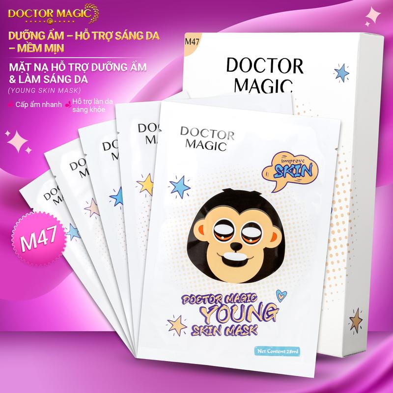 M47 - Mặt Nạ Hỗ Trợ Dưỡng Ẩm & Làm Sáng Da Doctor Magic - Young Skin Mask - 28ml*5miếng - Dưỡng Da Mặt Đắp Mặt