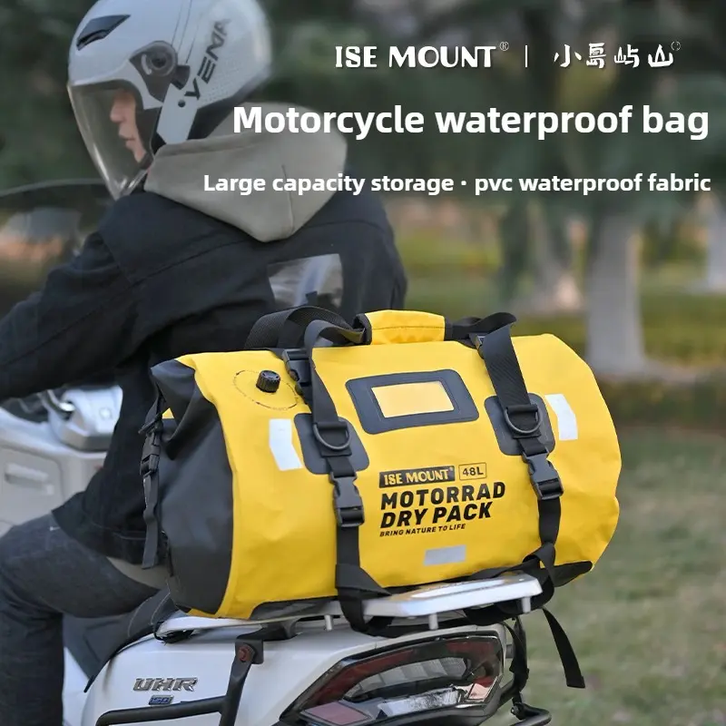ISE MOUNT 48L Outdoor Travel Bag Large Capacity Motorcycle Rear Seat Bag Waterproof Backpack Satchel Storage Riding Bag