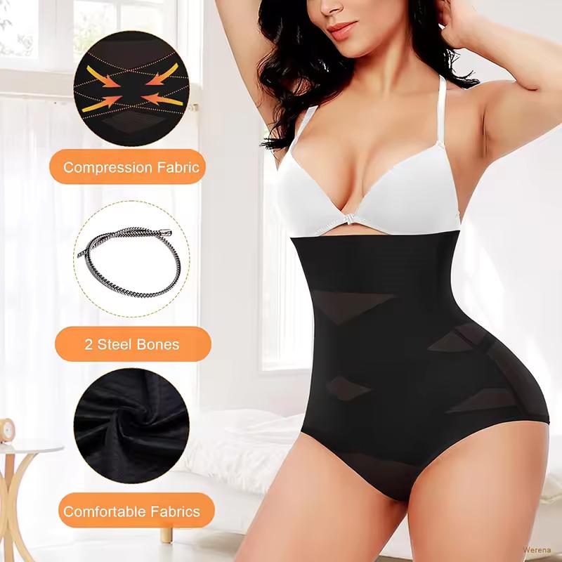 Product Introduction of Women Soft Cross Mesh Brief Sexy Breathable Underwear Double Layer Shapewear Panty Tummy Control Butt Lifter Waist Trainer Lingerie Body Shaper Semi-Transparent Panties 16