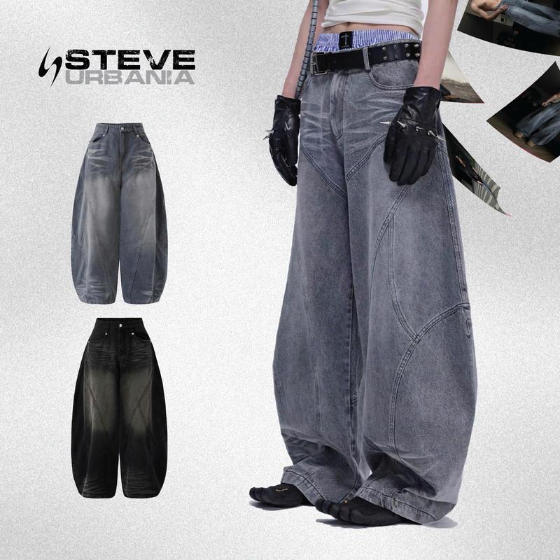 Quần bò nam nữ ống rộng Localbrand STEVE URBANIA vải denim cotton cao cấp thiết kế phong cách streetwear thoải mái linh hoạt cho mọi hoạt động hàng ngày - QJ01