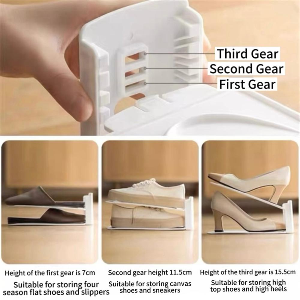 Organizer Sepatu 2 Susun Plastik Shoes Organizer Susun Adjustable Shoe Stacker | Simple Shoe Rack Organizer Plastic Space Saving Double Layer Adjustable Shoe Stand