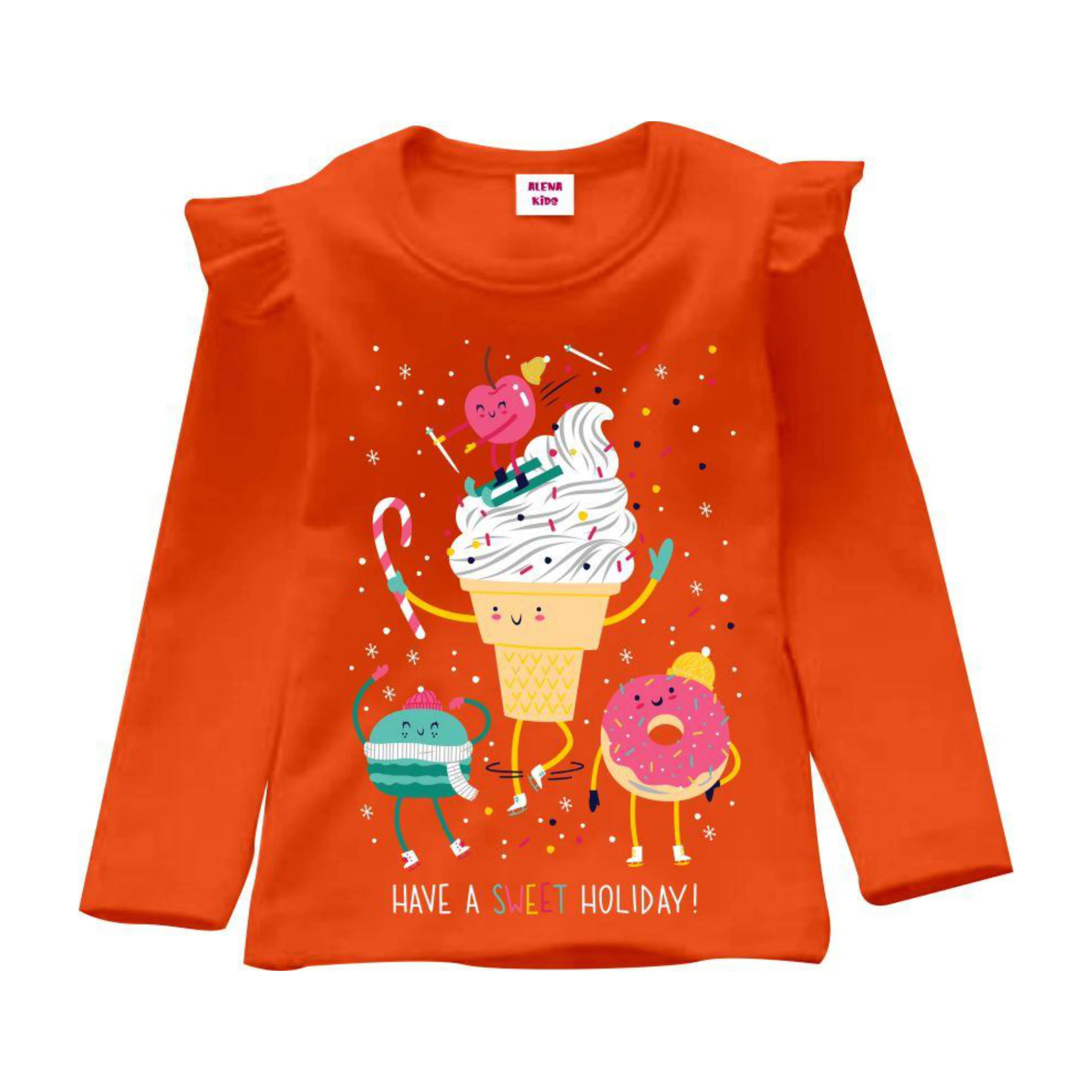 Baju Kaos Anak Perempuan LongSleeve Terbaru 2023 Merk alenakids MOTIF SWEET LADY Crew Neck Santai Katun Fashion