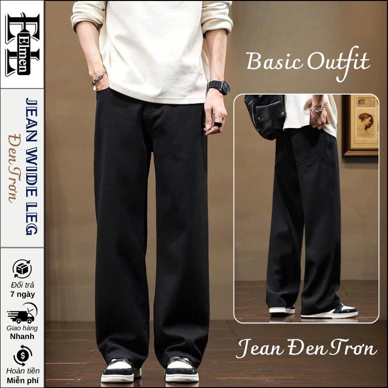  Elmen Clothing Quần Jeans Suông Ống Rộng Nam Màu Đen Chất Vải Denim Phong Cách Trẻ Trung Năng Động Phù Hợp Đi Học Đi Chơi Đi Làm Có Túi Tiện Lợi 