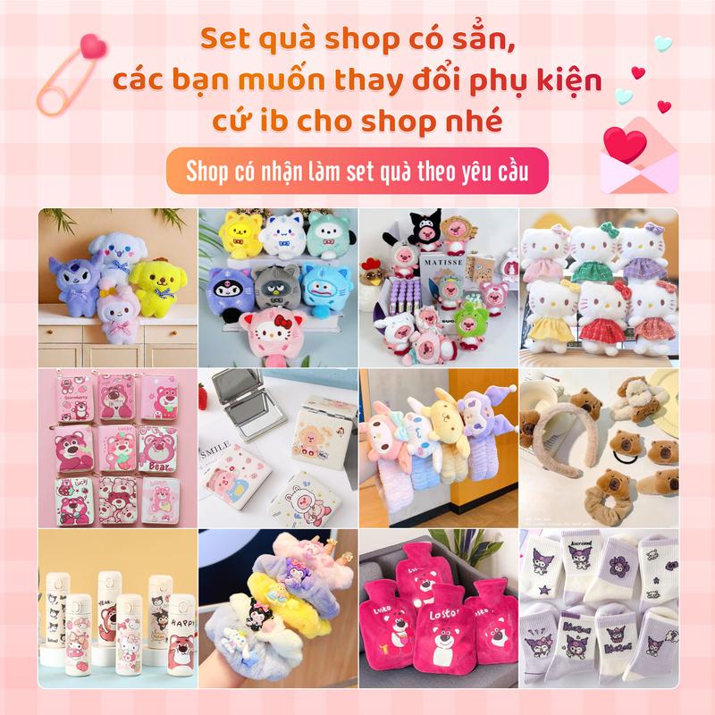 Combo quà tặng gấu dâu phụ kiện, set quà tặng đáng yêu dễ thương Loopy, Hello Kitty, Kuromi nhân dịp sinh nhật, ngày lễ Yeli 9