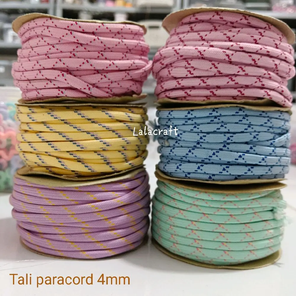 Lalacraft Tali Paracord 4mm DIY Bagcharm Keychain Warna-warni untuk Proyek Kreatif Anda