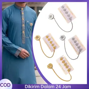 Butang Pin Baju Melayu Pria Set 3pcs / Rantai Baju Melayu Mewah dengan Rumbai / Kancing Baju Melayu Aksesori Elegan