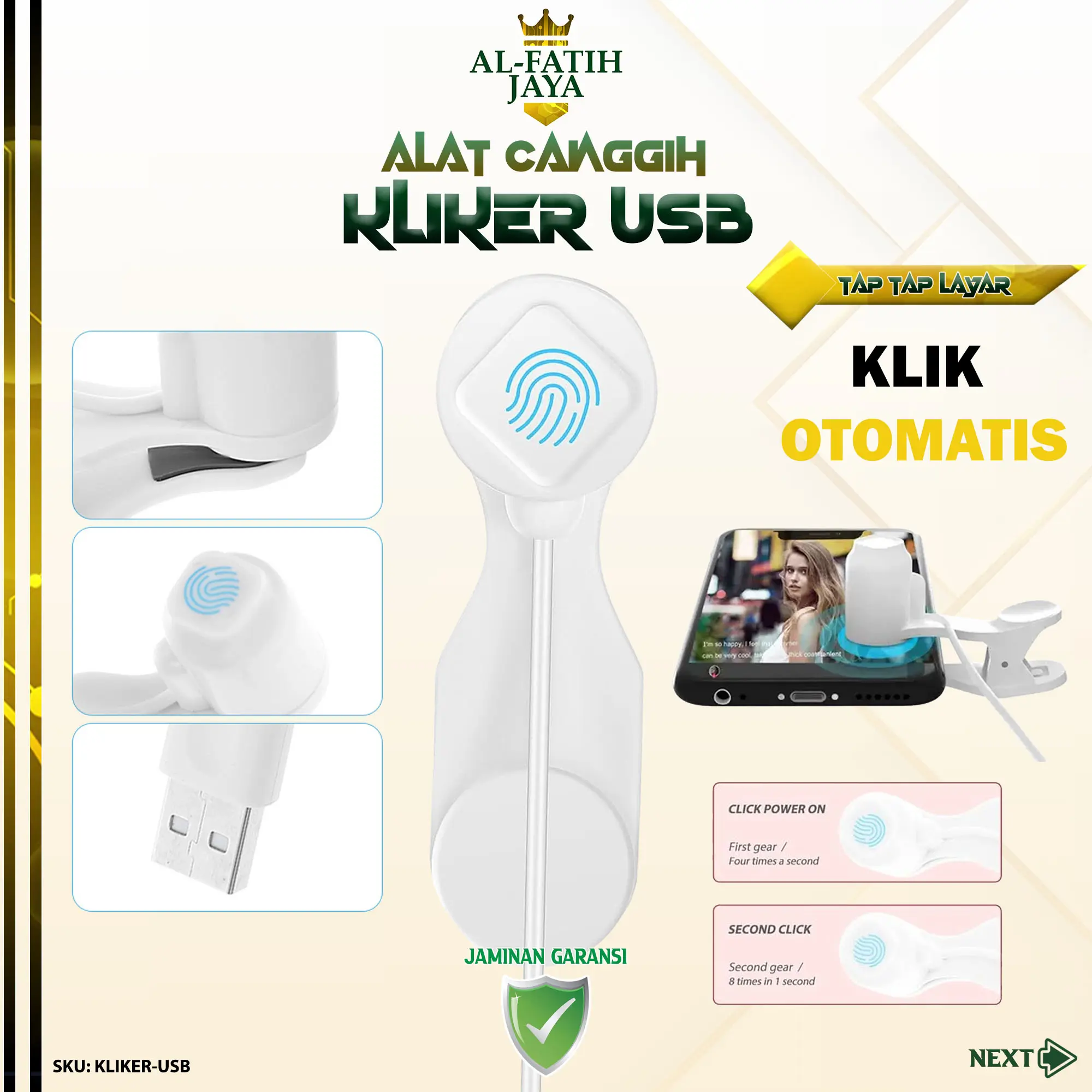 Mini USB Auoto Clicker Alat Tap Tap Screen Layar Klik Pengklik Otomatis Untuk Hanphone HP Smartphone Perangkat Pintar Auto Matic Touch Screen