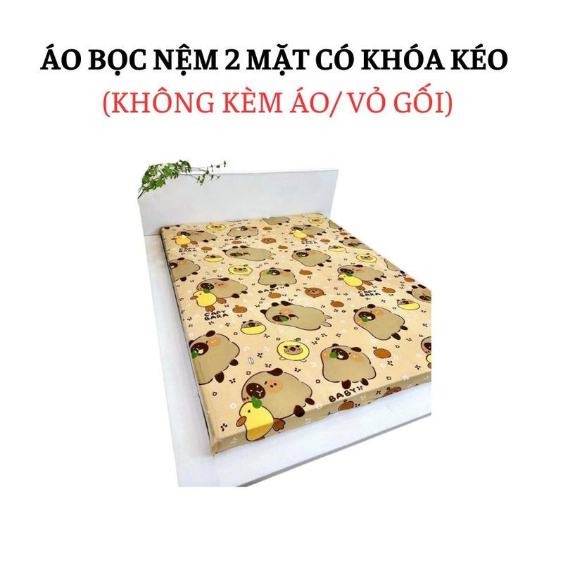 Áo bọc nệm 2 mặt có khóa kéo vải thun silk cao cấp, áobocnem HÀNG CHUẨN CÔNG TY